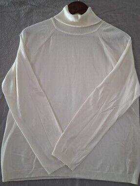 Talbots Women’s Turtleneck Sweater Size XL Ivory Raglan Sleeve Soft Knit